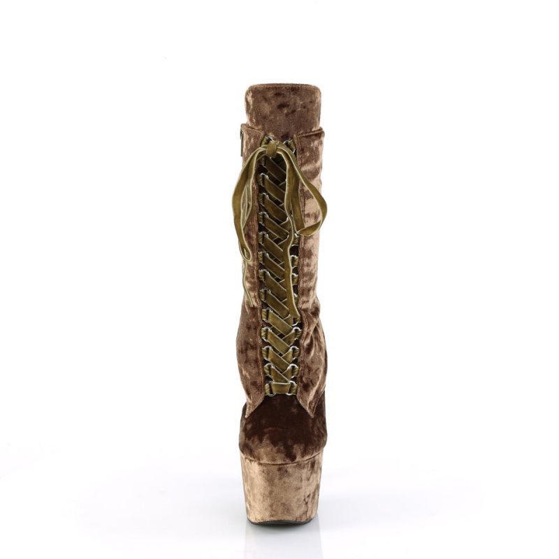 Pleaser Adore-1045VEL Women's Heels Boots Brown | NZ MXJSFG