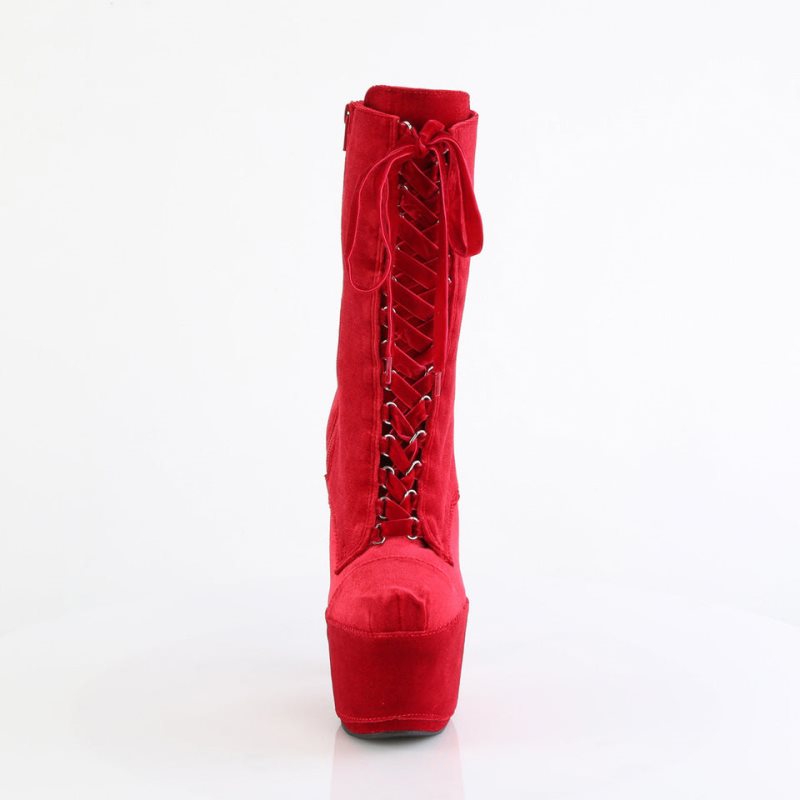 Pleaser Adore-1045VEL Women's Heels Boots Red | NZ BUMXWT