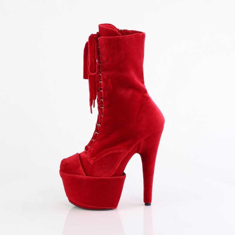 Pleaser Adore-1045VEL Women's Heels Boots Red | NZ BUMXWT