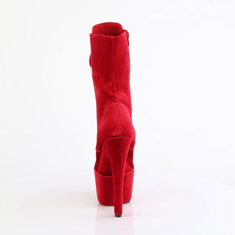 Pleaser Adore-1045VEL Women's Heels Boots Red | NZ BUMXWT