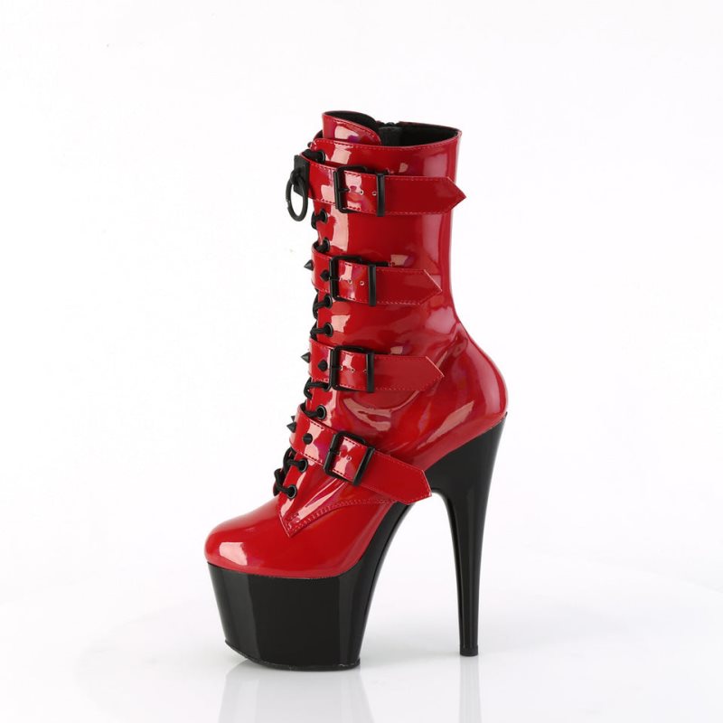 Pleaser Adore-1046TT Women's Heels Boots Red / Black | NZ QKWRNL