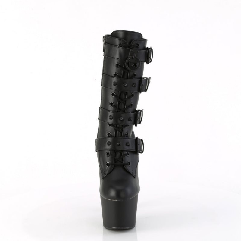Pleaser Adore-1046 Vegan Leather Women's Heels Boots Black | NZ KALEFB