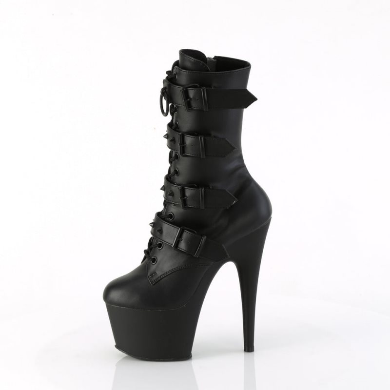 Pleaser Adore-1046 Vegan Leather Women's Heels Boots Black | NZ KALEFB