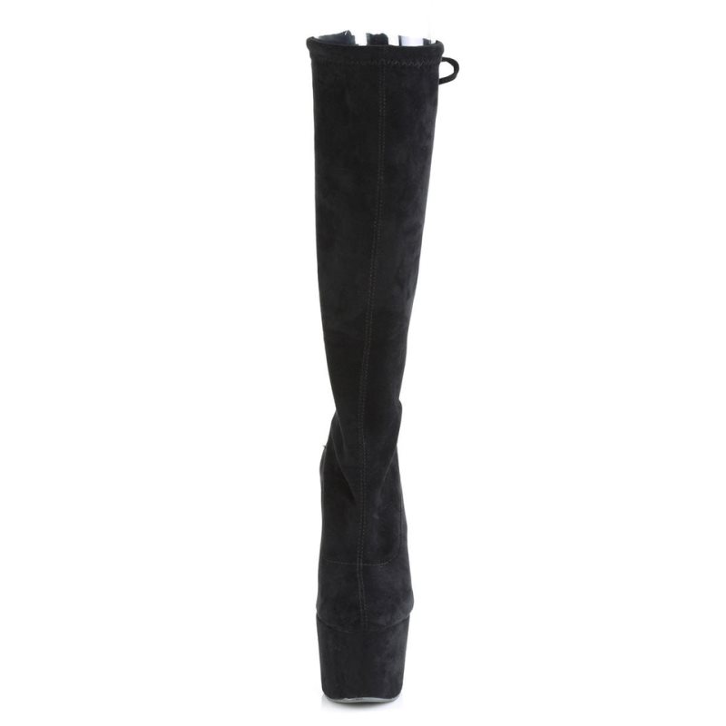 Pleaser Adore-2008 Suede Women's Knee-high Boots Black | NZ VFLIXW