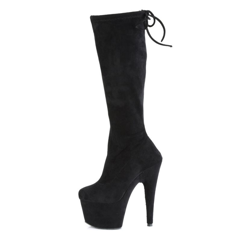 Pleaser Adore-2008 Suede Women's Knee-high Boots Black | NZ VFLIXW