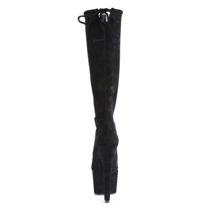 Pleaser Adore-2008 Suede Women's Knee-high Boots Black | NZ VFLIXW