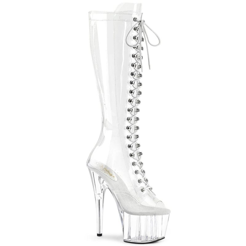 Pleaser Adore-2021C Women\'s Knee-high Boots Clear | NZ QORVXF