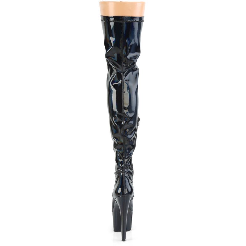 Pleaser Adore-3000HWR Hologram Women's Thigh High Boots Black | NZ IAJRXS