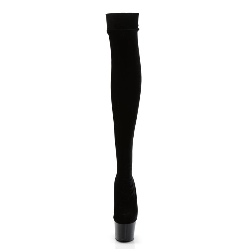 Pleaser Adore-3002 Women's Thigh High Boots Black | NZ DBCYNM