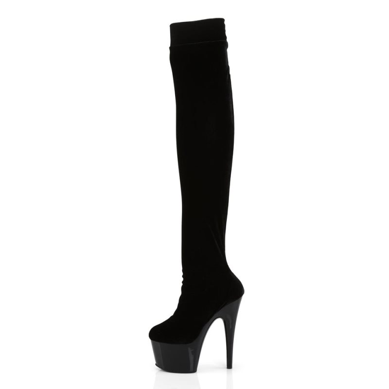 Pleaser Adore-3002 Women's Thigh High Boots Black | NZ DBCYNM