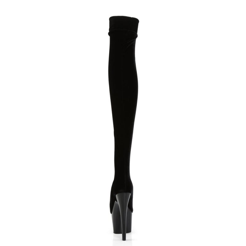 Pleaser Adore-3002 Women's Thigh High Boots Black | NZ DBCYNM