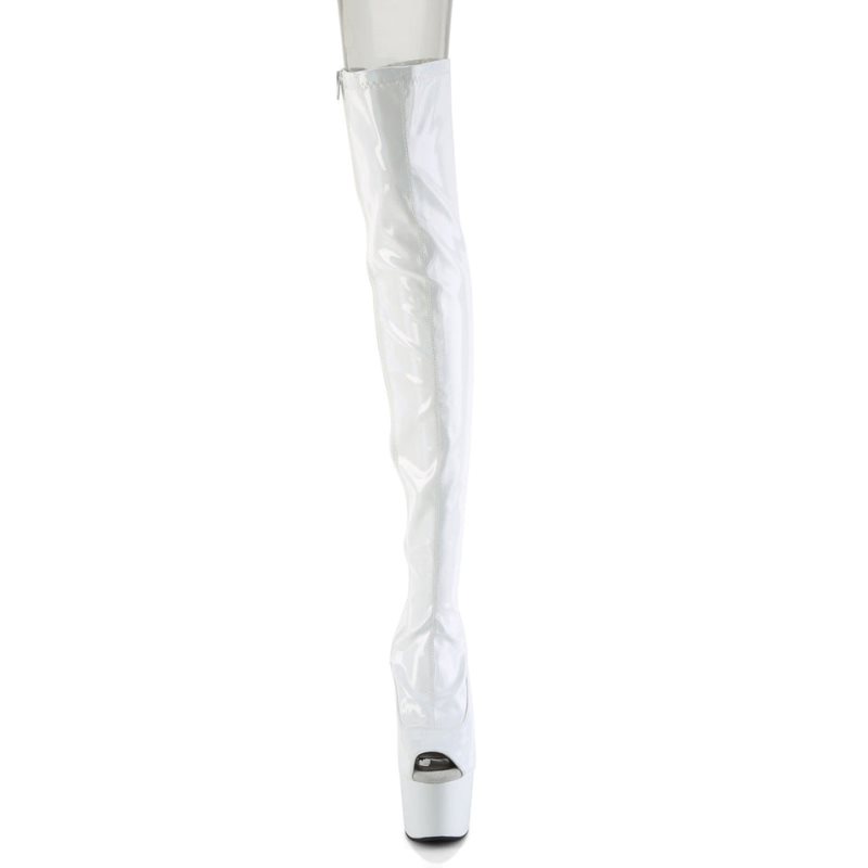 Pleaser Adore-3011HWR Women's Thigh High Boots White | NZ KJZIEV