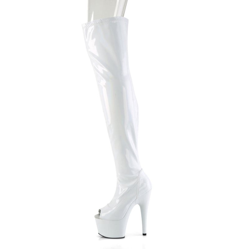 Pleaser Adore-3011HWR Women's Thigh High Boots White | NZ KJZIEV