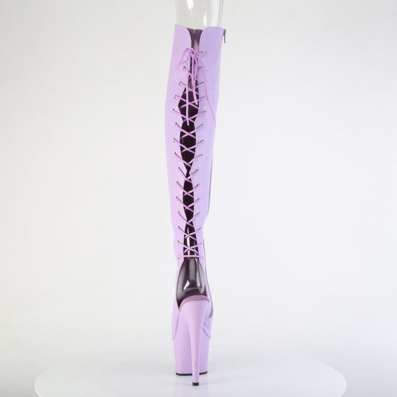 Pleaser Adore-3019 Faux Leather Women's Thigh High Boots Lavender | NZ BZICKN