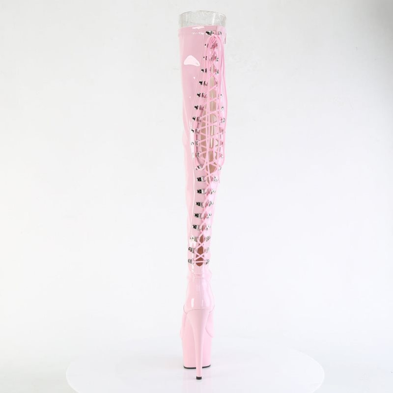 Pleaser Adore-3063 Women's Thigh High Boots Pink | NZ GQAHFX