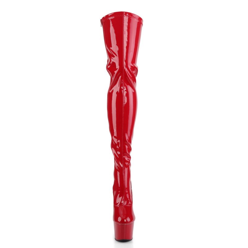 Pleaser Adore-3063 Women's Thigh High Boots Red | NZ XGYCQK