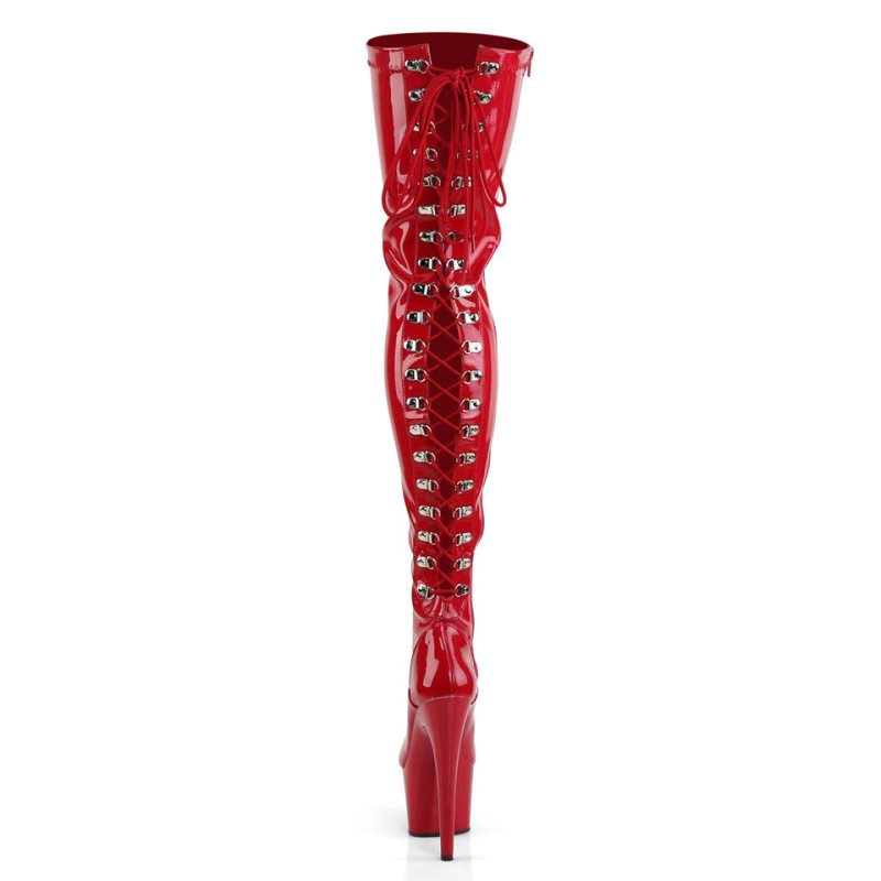 Pleaser Adore-3063 Women's Thigh High Boots Red | NZ XGYCQK