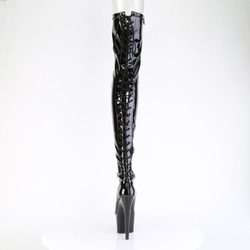 Pleaser Adore-3850 Women's Thigh High Boots Black | NZ CNRAPY