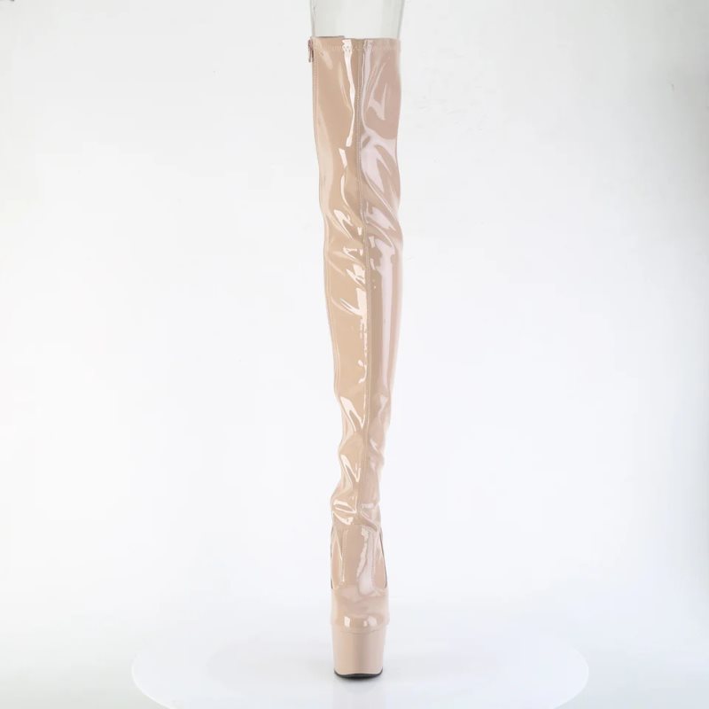 Pleaser Adore-3850 Women's Thigh High Boots Beige | NZ AQPTKB