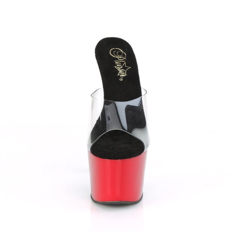 Pleaser Adore-701BR Women's Platform Slides Black / Clear | NZ KNJAOZ