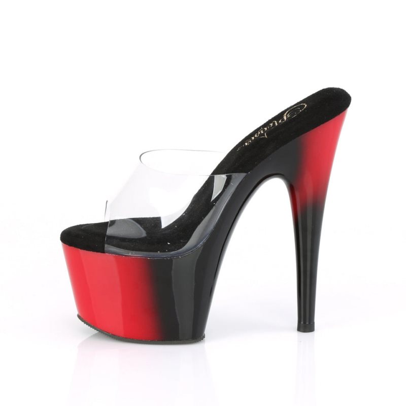 Pleaser Adore-701BR Women's Platform Slides Black / Clear | NZ KNJAOZ