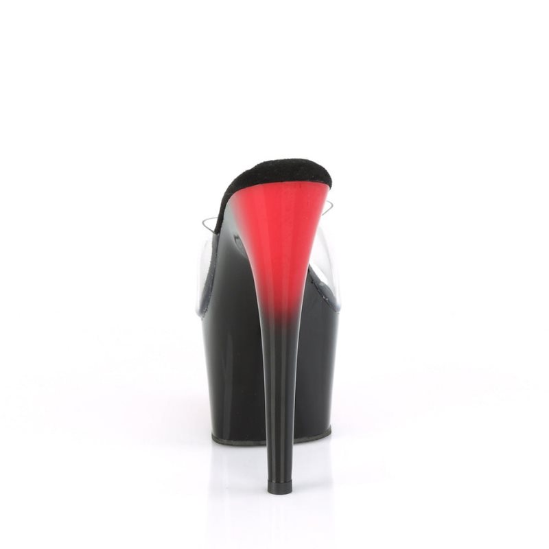 Pleaser Adore-701BR Women's Platform Slides Black / Clear | NZ KNJAOZ