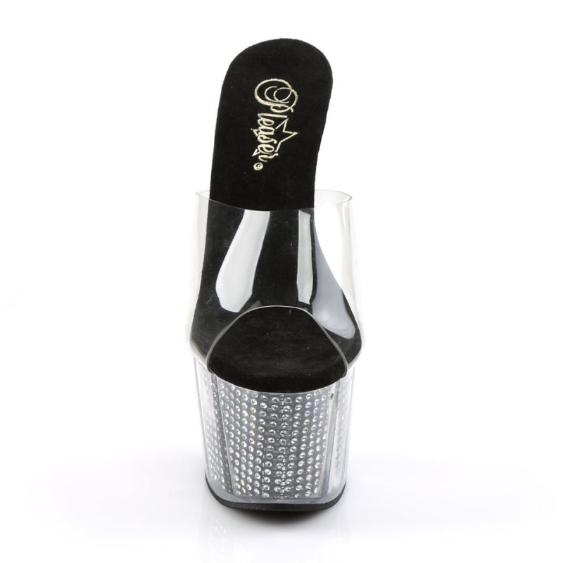 Pleaser Adore-701SRS Women's Platform Slides Black / Clear | NZ OKZNGH