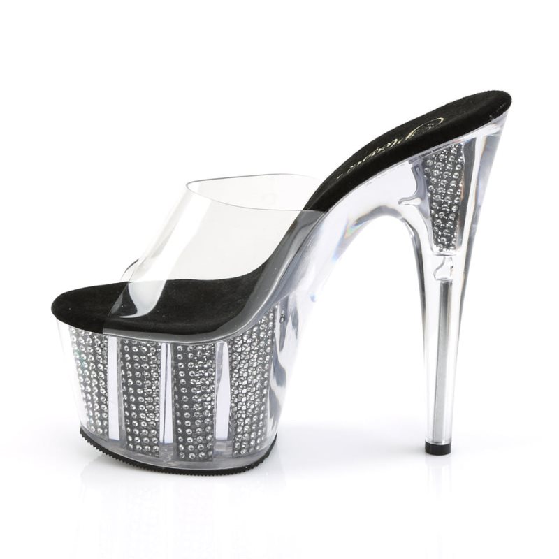 Pleaser Adore-701SRS Women's Platform Slides Black / Clear | NZ OKZNGH