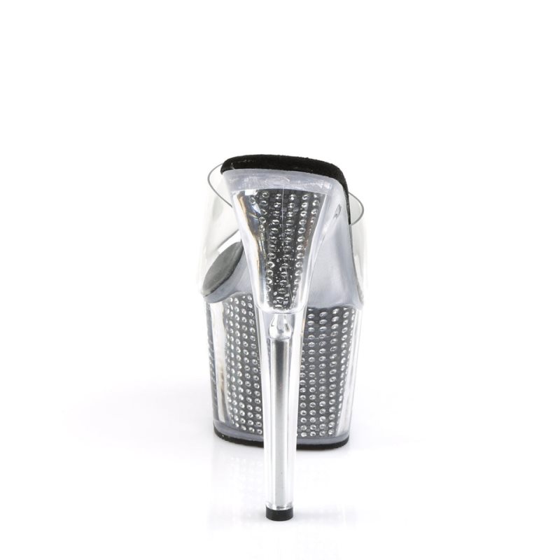 Pleaser Adore-701SRS Women's Platform Slides Black / Clear | NZ OKZNGH