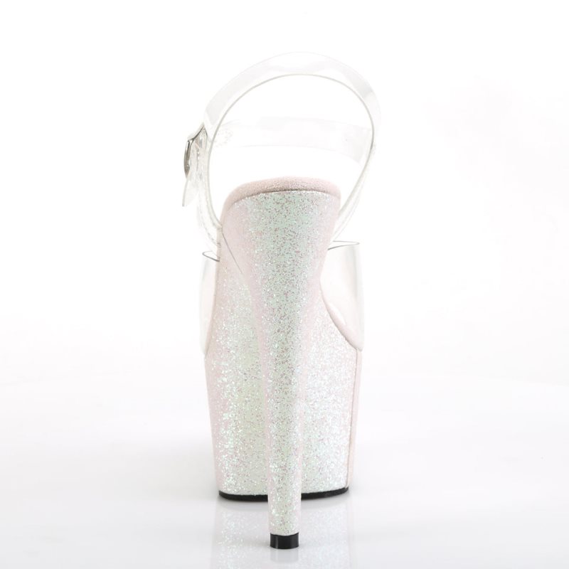 Pleaser Adore-708HMG Women's Platform Heels Sandals White / Clear | NZ EFXTAH