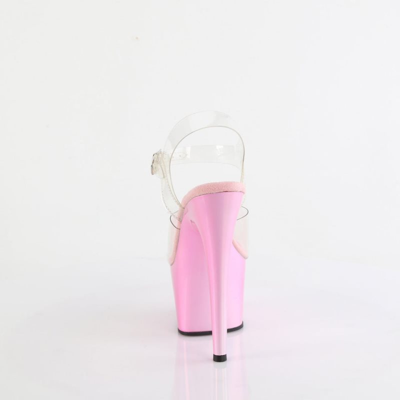 Pleaser Adore-708LQ Women's Platform Heels Sandals Pink / Clear | NZ WLDXTQ