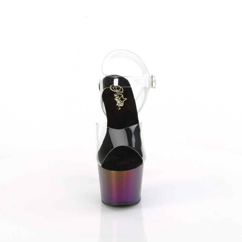 Pleaser Adore-708MCH Women's Platform Heels Sandals Purple / Clear | NZ HZFSEQ