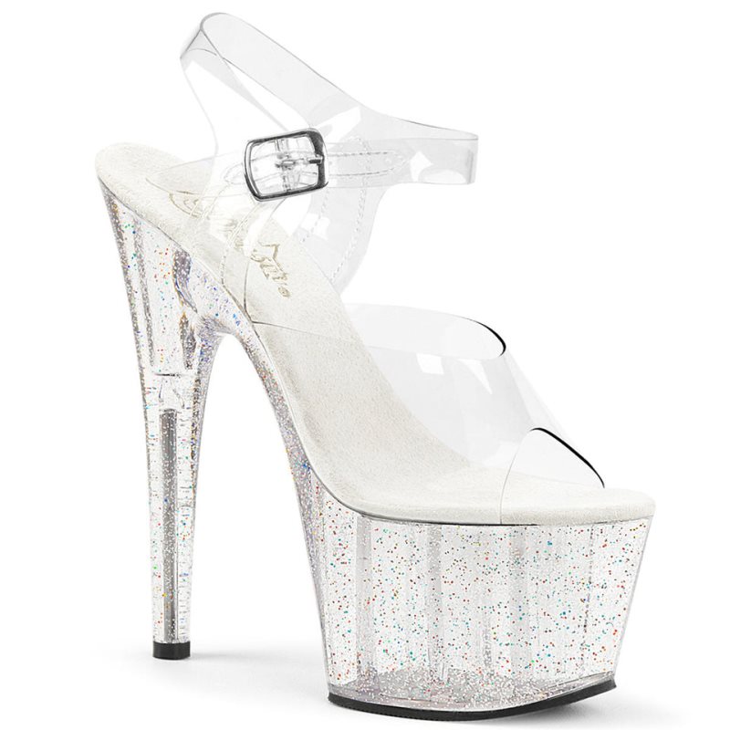 Pleaser Adore-708MG Women\'s Platform Heels Sandals Clear | NZ MTPFXJ
