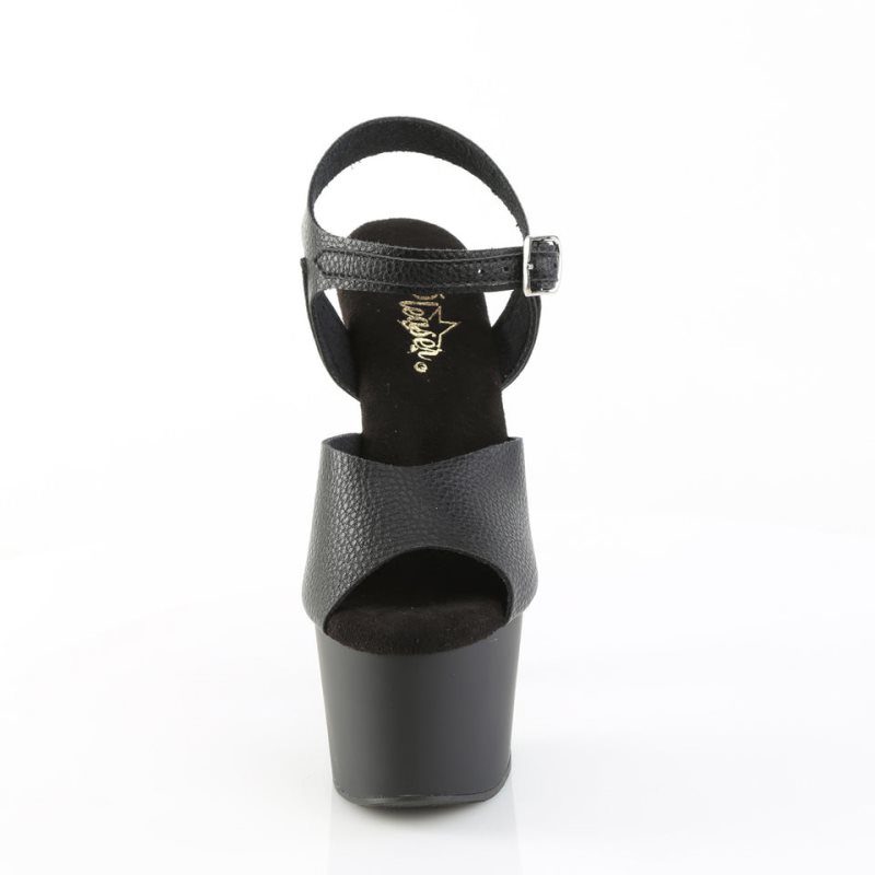 Pleaser Adore-708UL Vegan Leather Women's Platform Heels Sandals Black | NZ ASWPGO