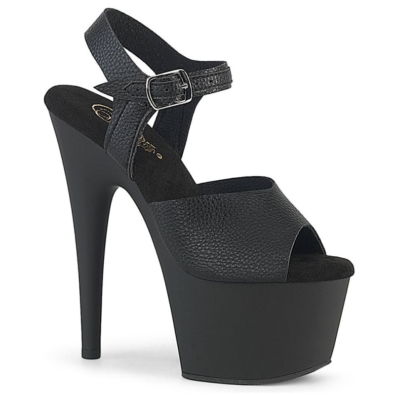 Pleaser Adore-708UL Vegan Leather Women\'s Platform Heels Sandals Black | NZ ASWPGO