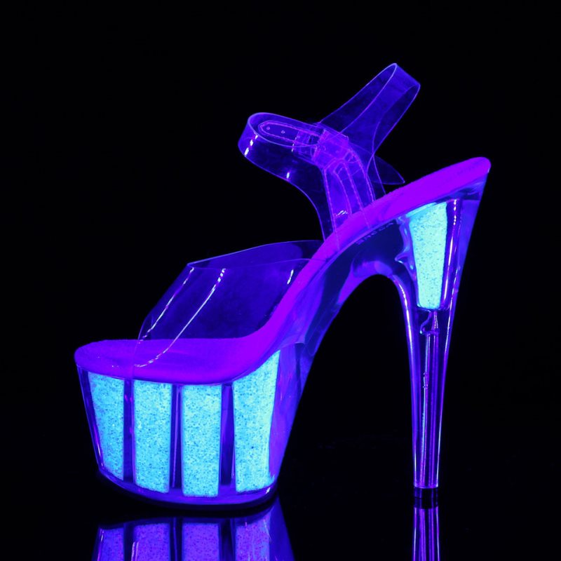 Pleaser Adore-708UVG Women's Platform Heels Sandals White / Clear | NZ JQYZOH