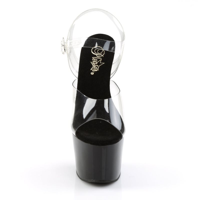 Pleaser Adore-708 Women's Platform Heels Sandals Black / Clear | NZ SZWTGR