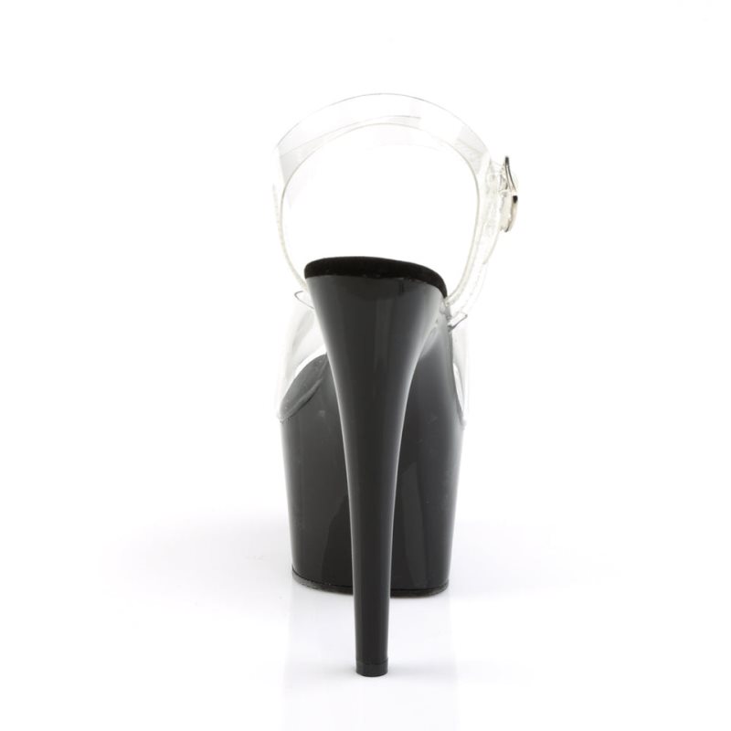 Pleaser Adore-708 Women's Platform Heels Sandals Black / Clear | NZ SZWTGR