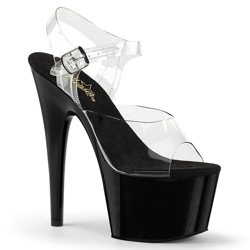 Pleaser Adore-708 Women\'s Platform Heels Sandals Black / Clear | NZ SZWTGR