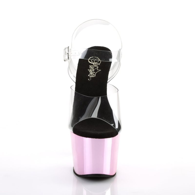 Pleaser Adore-708 Women's Platform Heels Sandals Pink / Clear | NZ YAFJNB