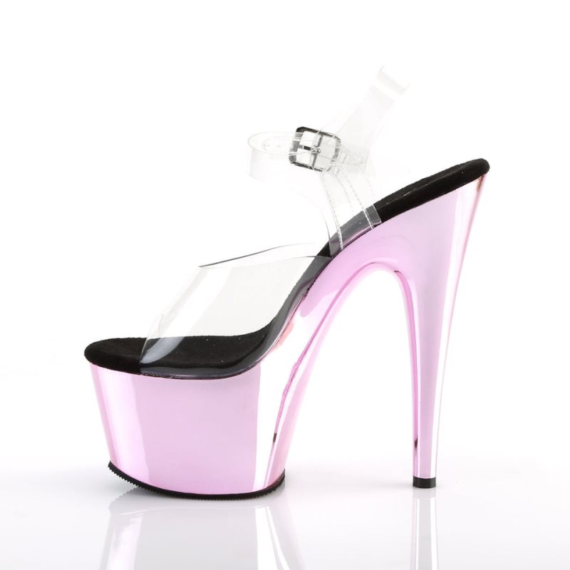 Pleaser Adore-708 Women's Platform Heels Sandals Pink / Clear | NZ YAFJNB