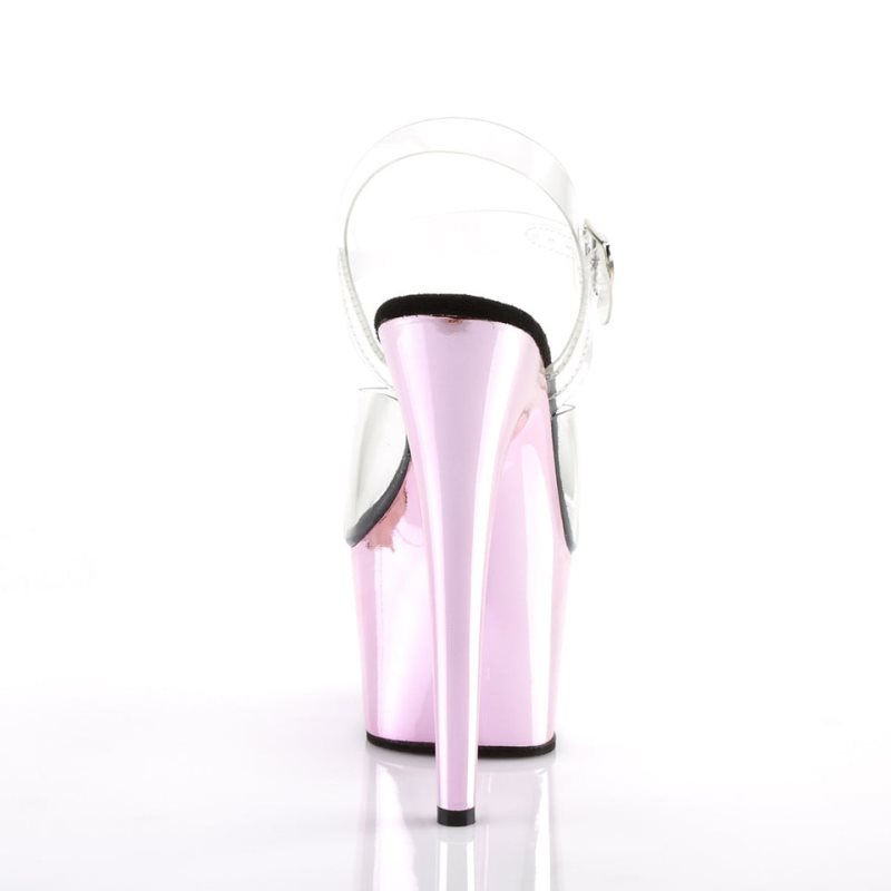 Pleaser Adore-708 Women's Platform Heels Sandals Pink / Clear | NZ YAFJNB