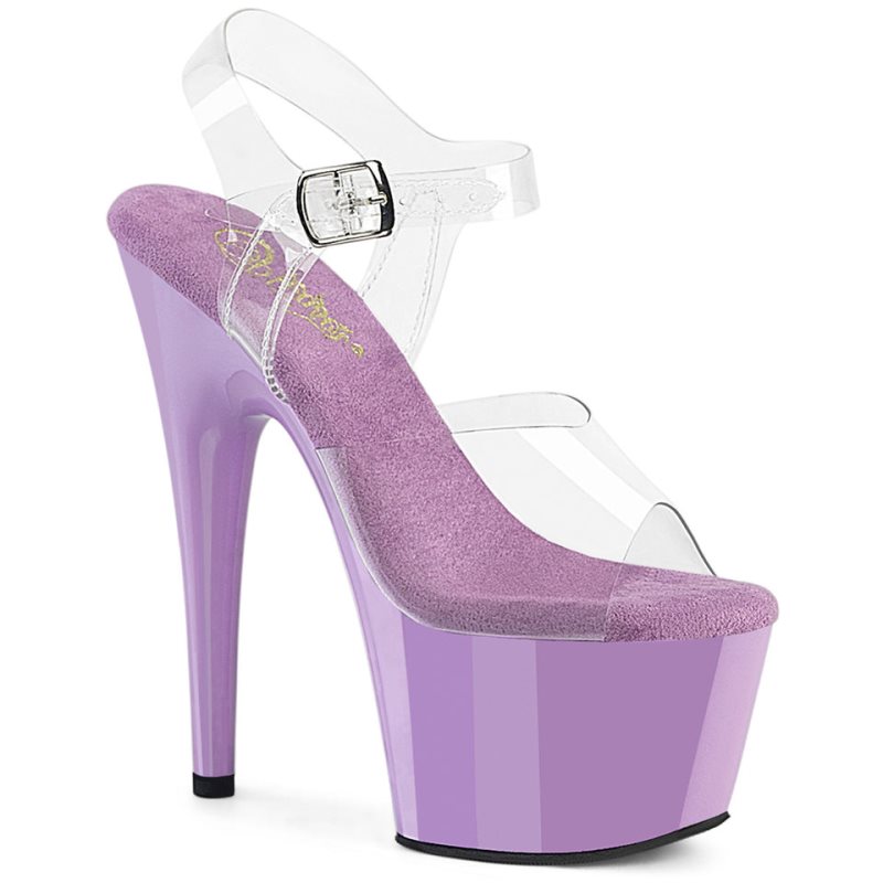 Pleaser Adore-708 Women\'s Platform Heels Sandals Lavender / Clear | NZ TBCJGW