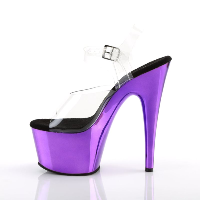 Pleaser Adore-708 Women's Platform Heels Sandals Purple / Clear | NZ THKUFE