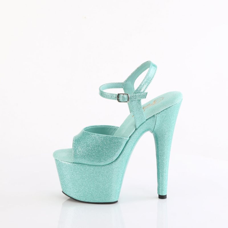 Pleaser Adore-709GP Women's Platform Heels Sandals Blue | NZ QDBVTF