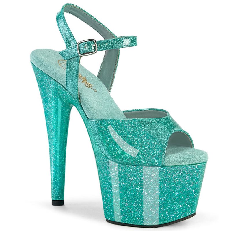 Pleaser Adore-709GP Women\'s Platform Heels Sandals Blue | NZ QDBVTF