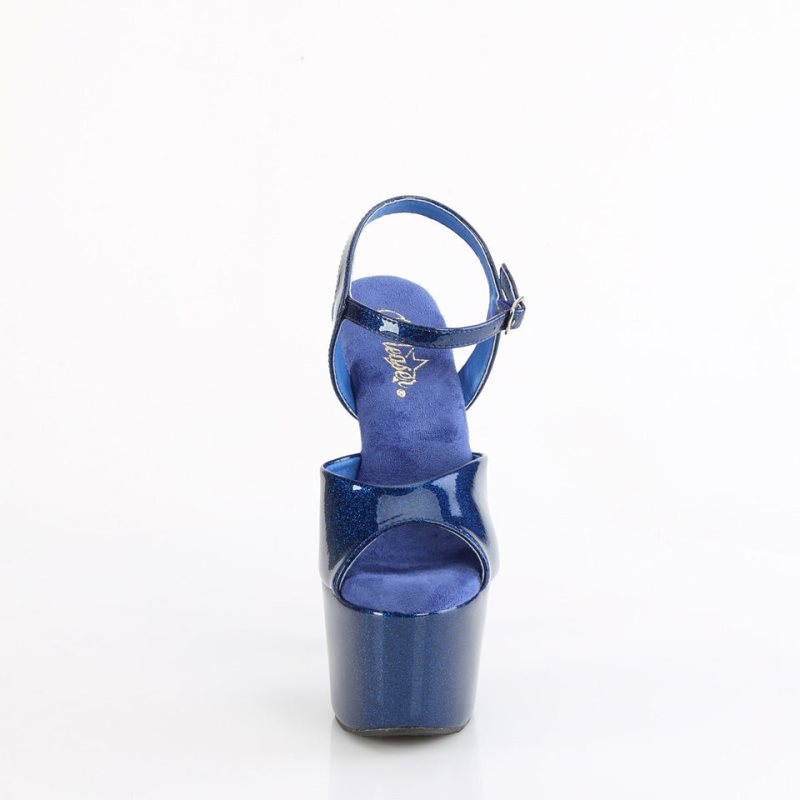 Pleaser Adore-709GP Women's Platform Heels Sandals Navy | NZ YKGNHS