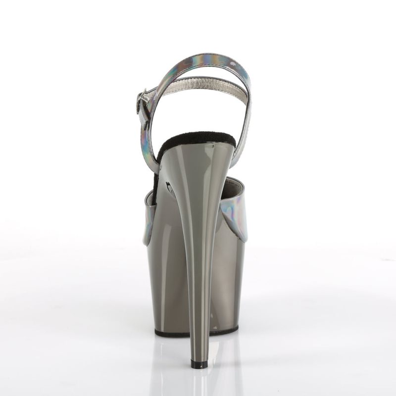 Pleaser Adore-709HGCH Women's Platform Heels Sandals Grey | NZ KVFOYZ