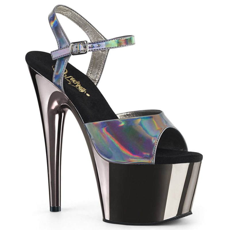 Pleaser Adore-709HGCH Women\'s Platform Heels Sandals Grey | NZ KVFOYZ