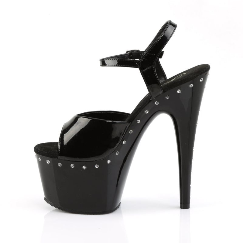 Pleaser Adore-709LS Women's Platform Heels Sandals Black | NZ WXABPE